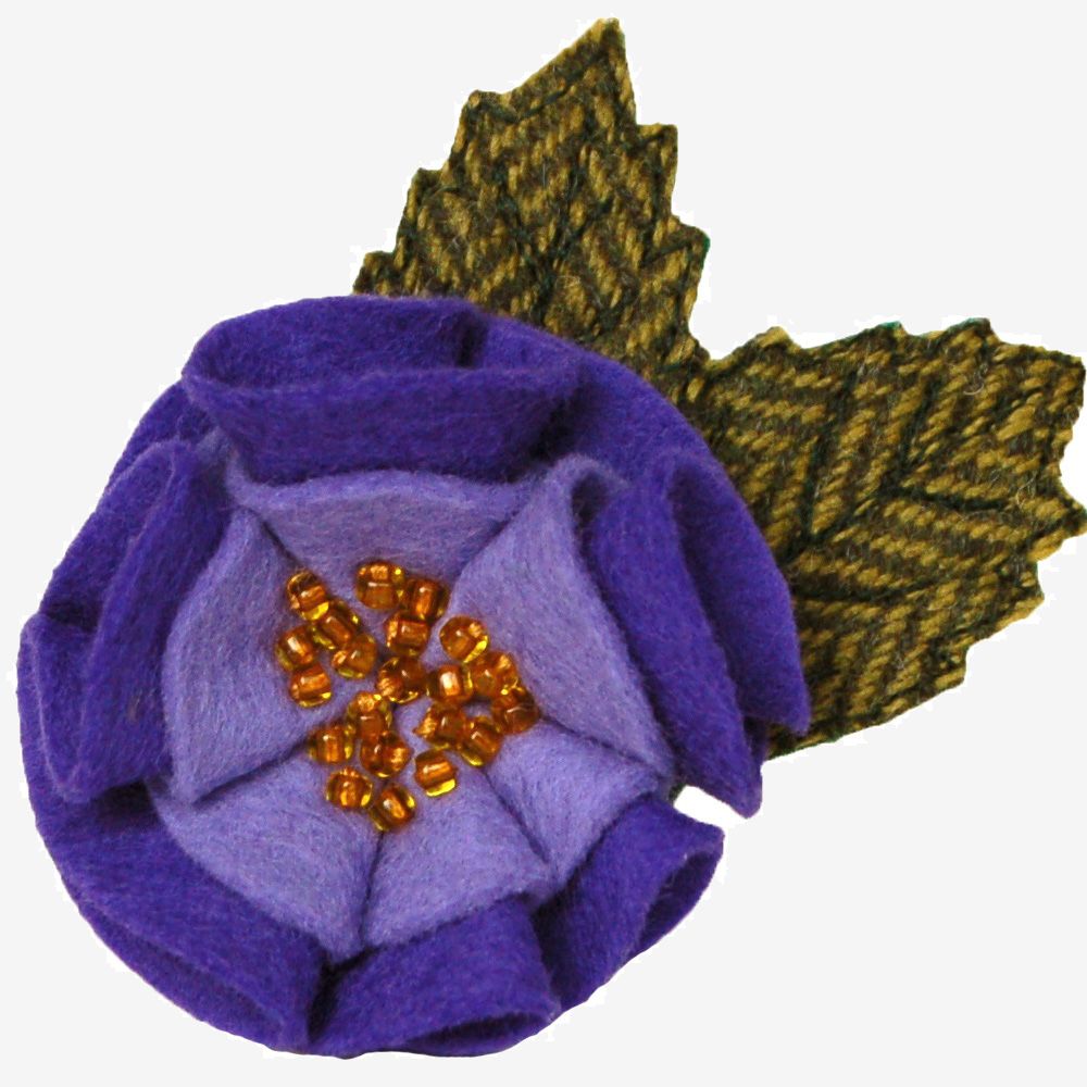 Purple Rose Flower Brooch