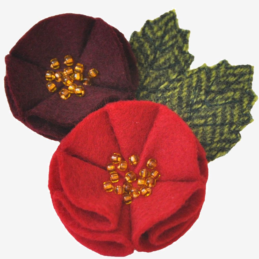 Red Rose Flower Brooch