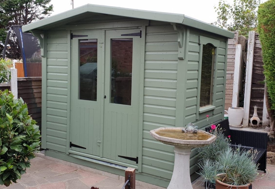 8x5 shed with extras painted soft sage