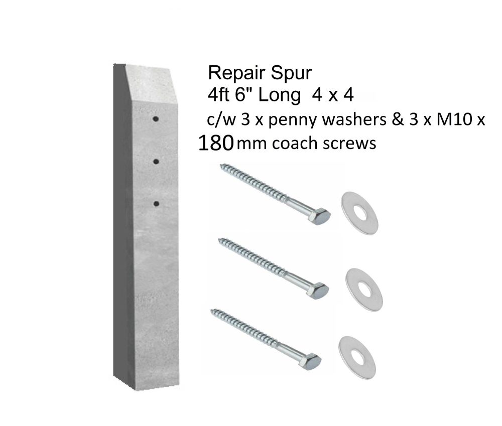 Concrete repair spur- 3 x 180mm coach screw fixings