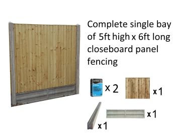 H5- Complete 5ft high Closeboard Panel Fencing Kit