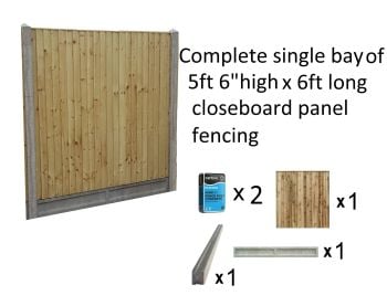 H6-   Complete  5ft 6"high Closeboard Panel Fencing  Kit