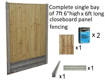 H93- Complete 7ft 6" high Closeboard Panel Fencing Kit