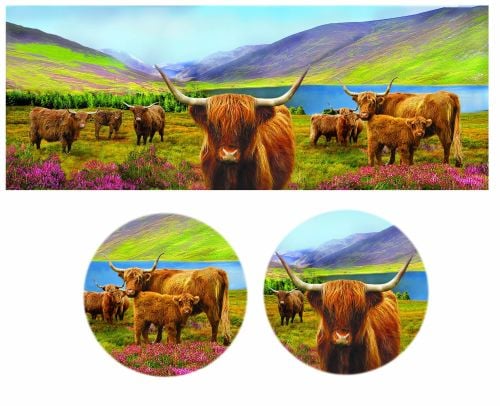 Lyric beaker Highland cow scene