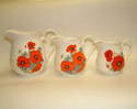 FC045/46/47 Set of 3 cream jugs - poppies