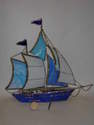 SY207 Glass blue & white ship
