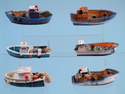 11194 Resin fishing boats - 6 assorted