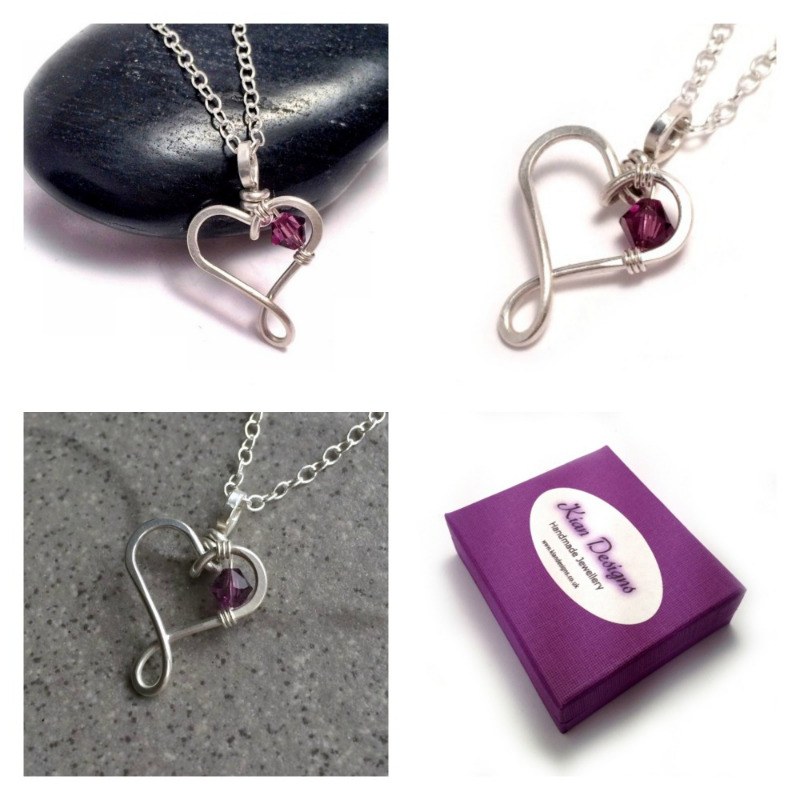 February Birthstone Necklace | Amethyst Sterling Silver Heart Necklace ...