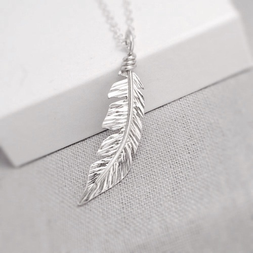 Feather Necklace Sterling Silver | Boho Silver Necklace | Handcrafted ...