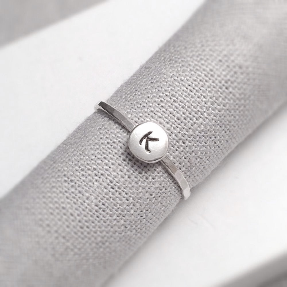 Silver Initial Ring 
