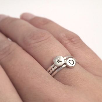 Silver Initials Ring Set