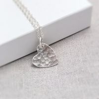 Silver Hammered Heart Necklace  