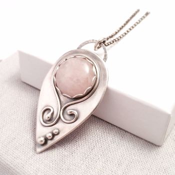 Sterling Silver Rose Quartz Teardrop Necklace 