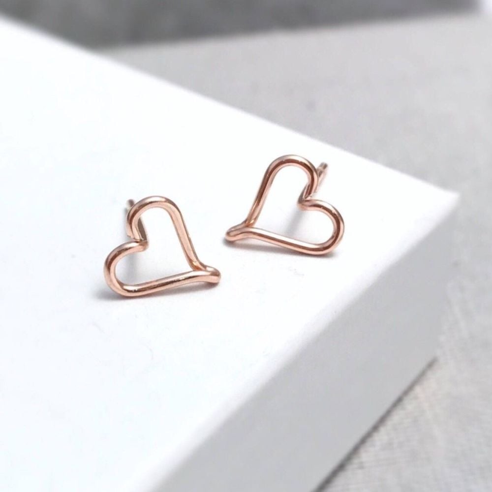 Heart Stud Earrings | Rose Gold Filled
