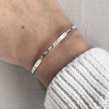 Personalised Sterling Silver Slim Open Bangle