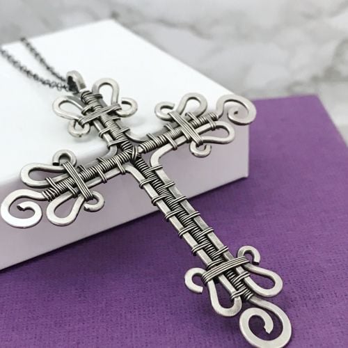 Wire Weave Cross Necklace | Sterling Silver