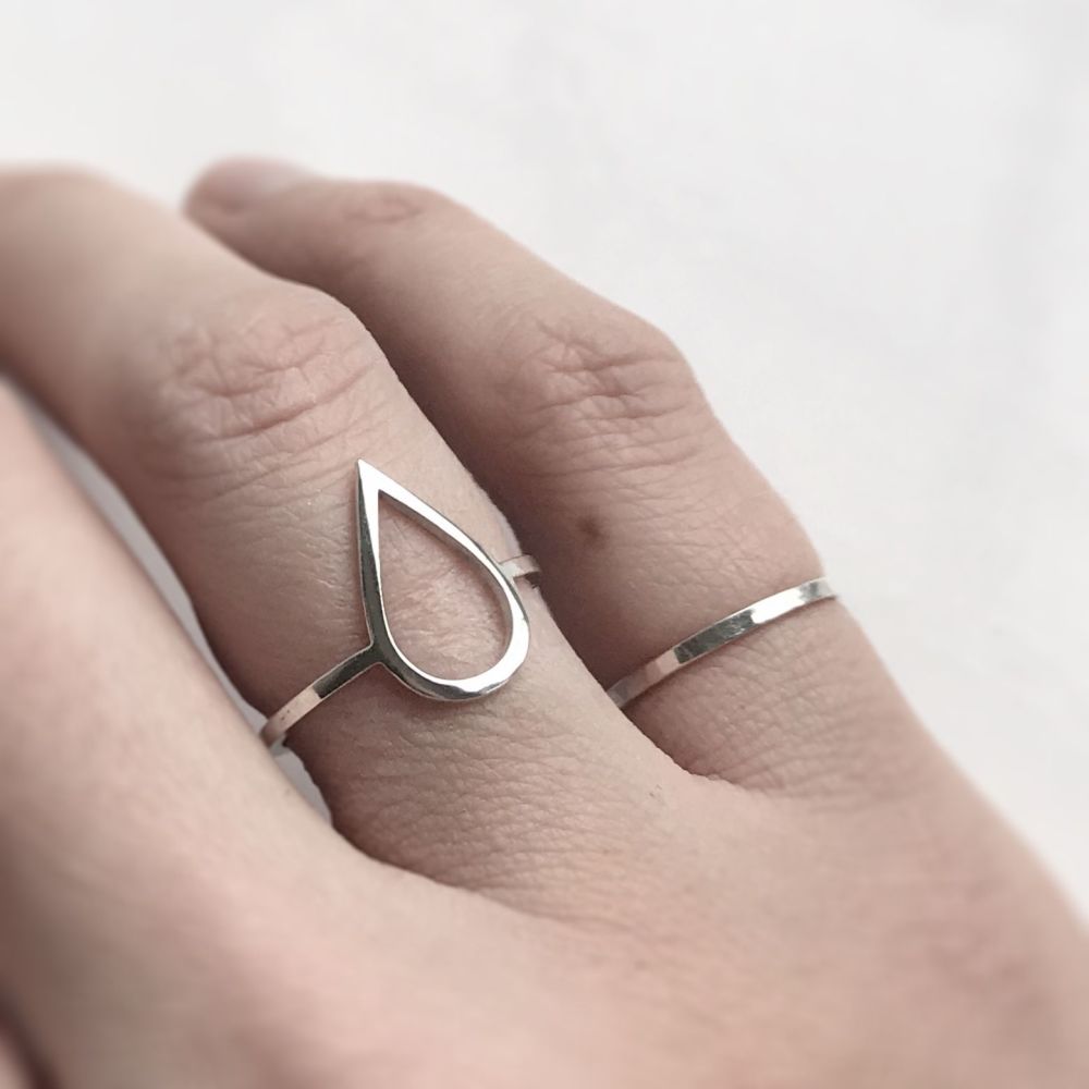 Silver Teardrop Ring