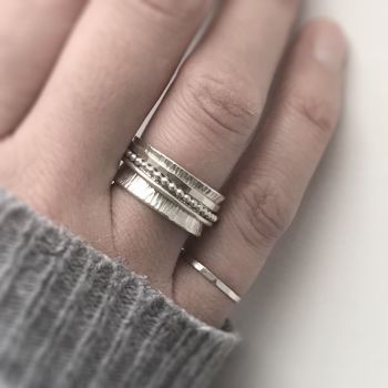Sterling Silver Spinner Ring | Linear Band