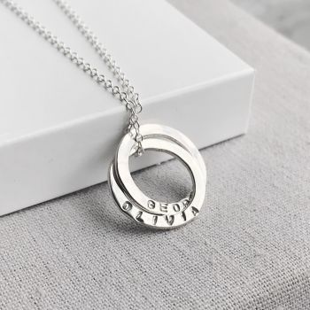 Sterling Silver Personalised Double Circle Necklace