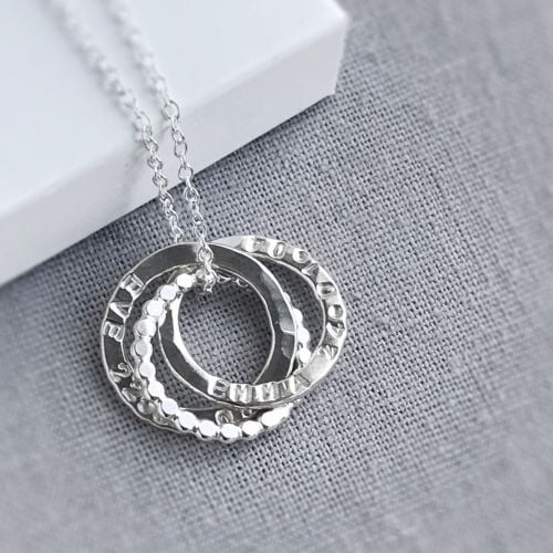 Sterling Silver Personalised Interlocking Beaded Circle Necklace
