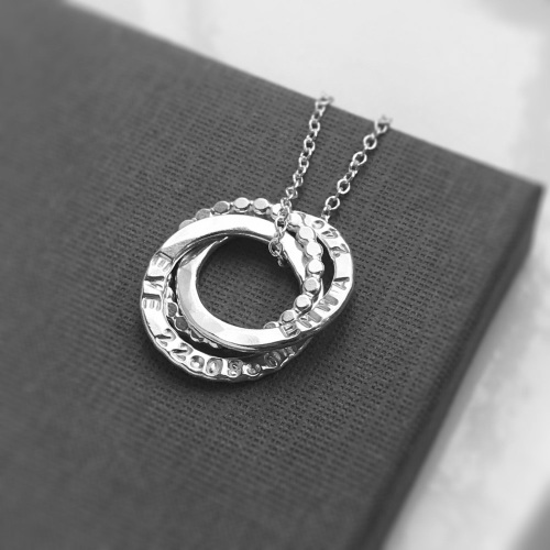 Sterling Silver Personalised Interlocking Beaded Circle Necklace