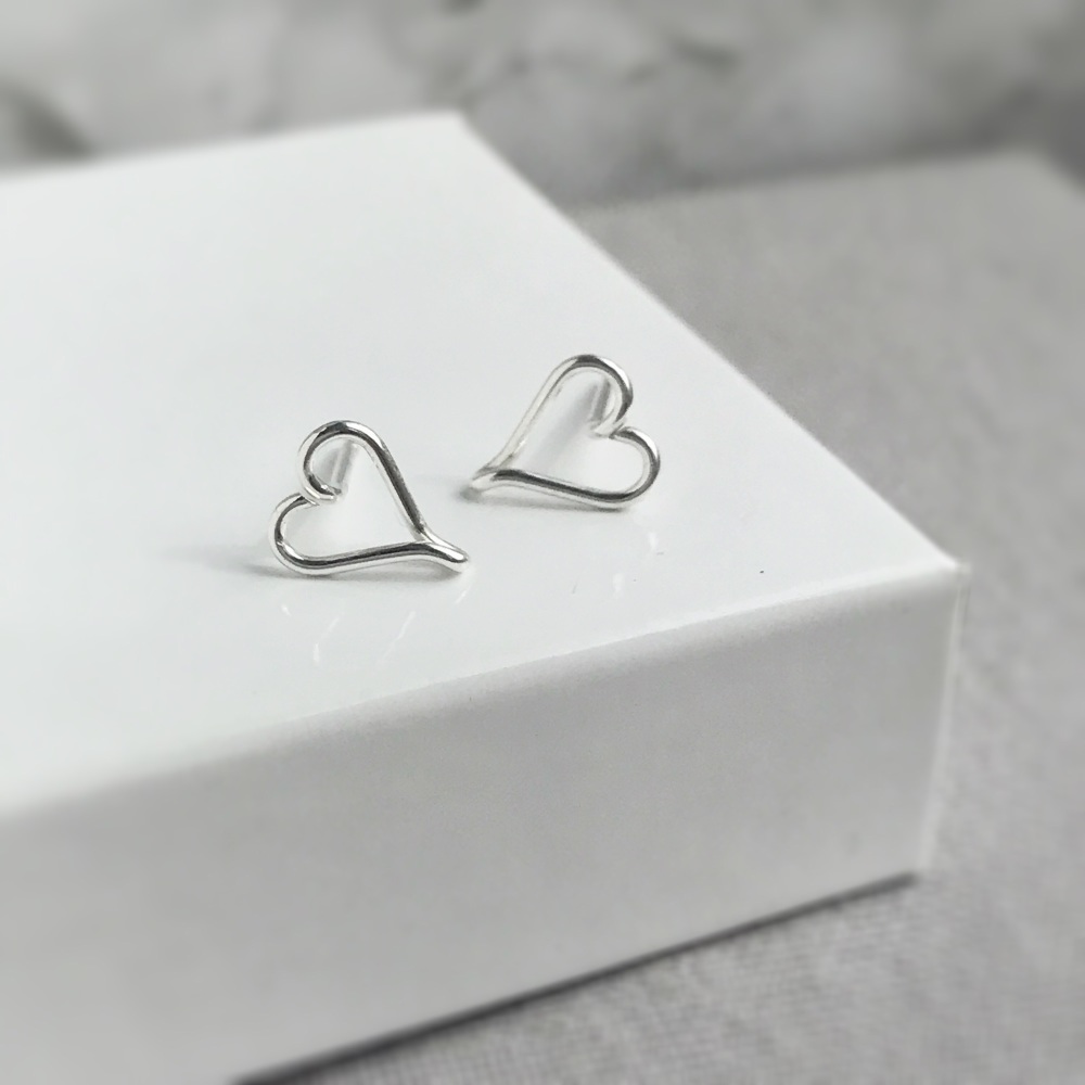 Heart Stud Earrings | Sterling Silver | Kian Designs Handmade Jewellery UK