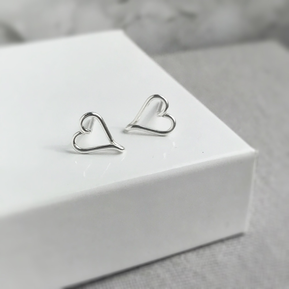 Heart Stud Earrings | Sterling Silver