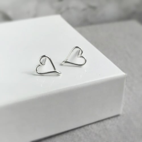 Heart Stud Earrings | Sterling Silver