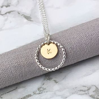 Personalised Beaded Circle Initial Necklace 