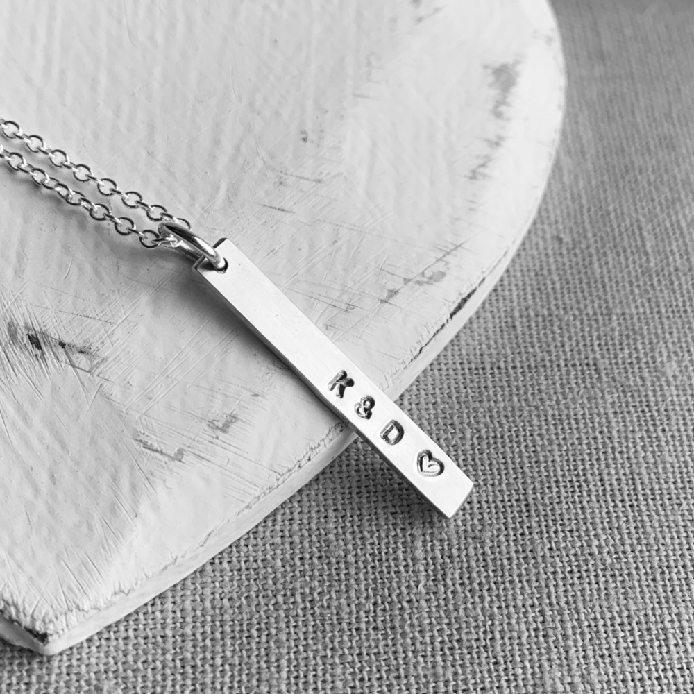 Personalised Silver Vertical Bar Necklace 