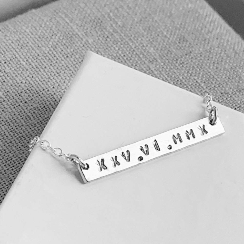 Personalised Sterling Silver Horizontal Bar Necklace 