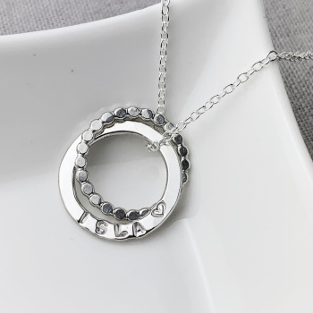 Personalised Interlocking Beaded Double Circle Necklace 