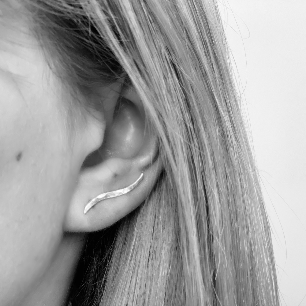 Sterling Silver Wave Ear Climbers 