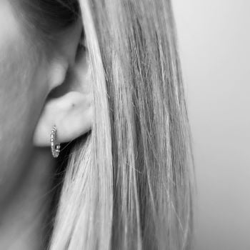 Small Silver Beaded Hoop Earrings