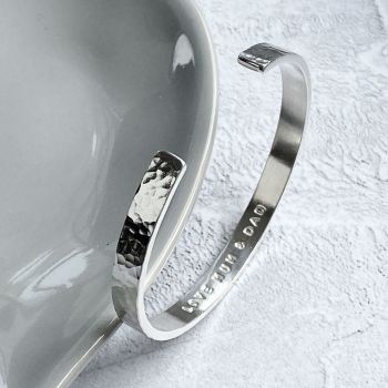 Personalised Secret Message Sterling Silver Open Bangle 
