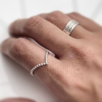  Beaded Chevron Ring | Sterling Silver 