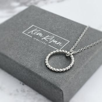 Beaded Silver Circle Necklace