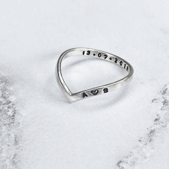 Sterling Silver Personalised Chevron Ring