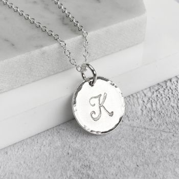 Sterling Silver Initial Disc Necklace