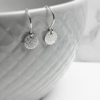Small Silver Circle Drop Earrings | Stardust