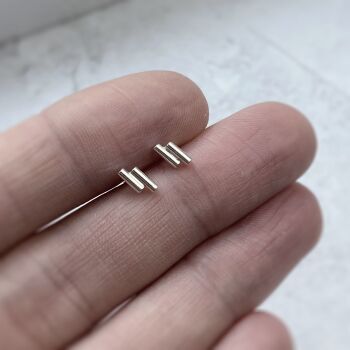 Silver Double Bar Studs
