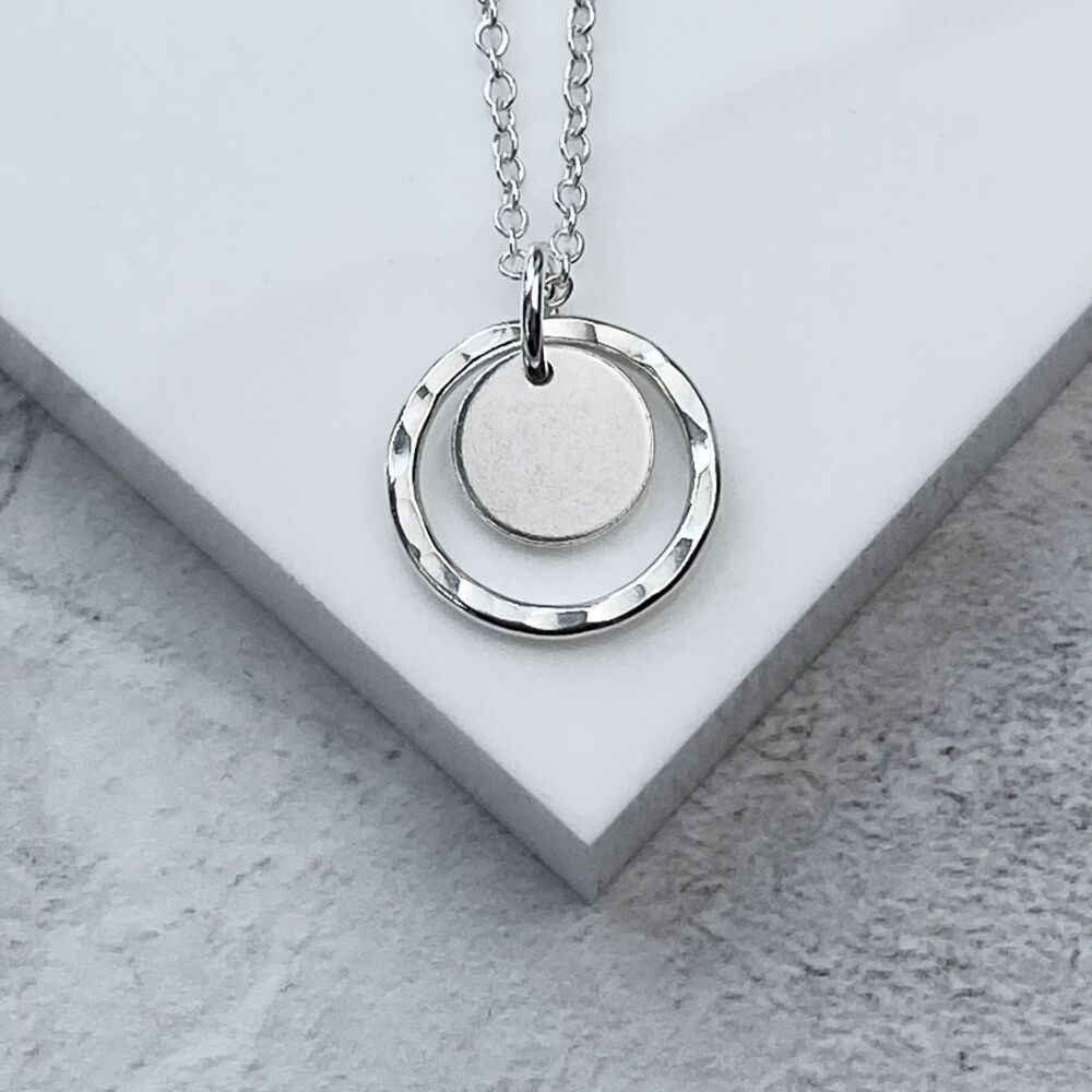 Double Silver Circle Necklace