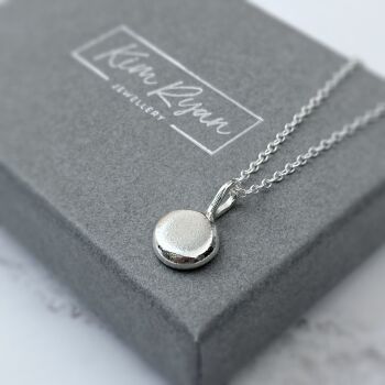 Flat Silver Pebble Necklace