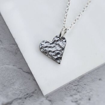 Silver Hammered Heart Necklace