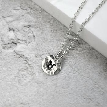 Small Zodiac Hammered Disc Necklace | Sterling Silver