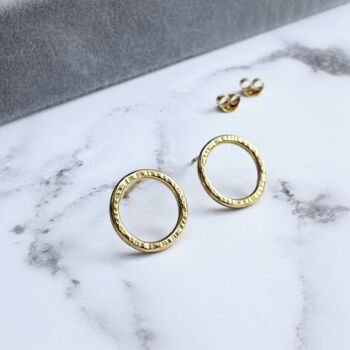 Linear Open Circle Stud Earrings | Gold Vermeil