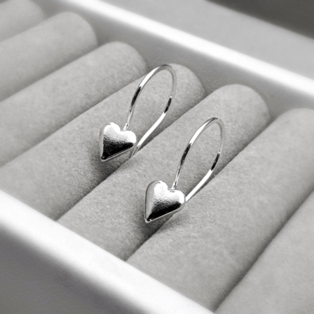 Sterling Silver Mini Heart Drop Earrings