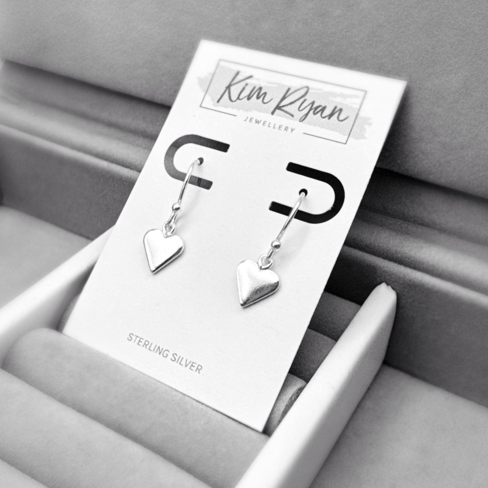 Sterling Silver Heart Drop Earrings