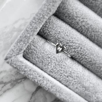 Sterling Silver Mini Heart Initial Stacking Ring