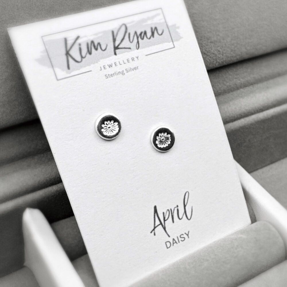 Sterling Silver Birth Flower Stud Earrings